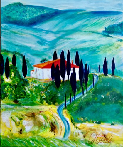 Sommer in der Toskana di Marion Possler, Pittura in vendita su Singulart