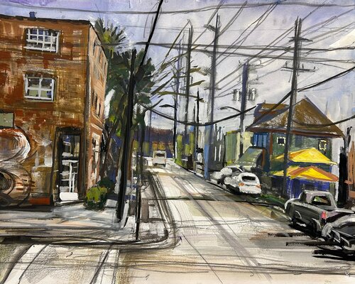Graffitied Building on Fairview van Arthur Deatly, Schilderij te koop op Singulart