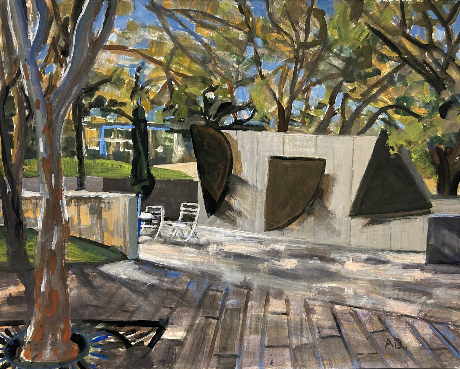 MFAH Sculpture Garden I Arthur Deatly Dipinto originale in vendita