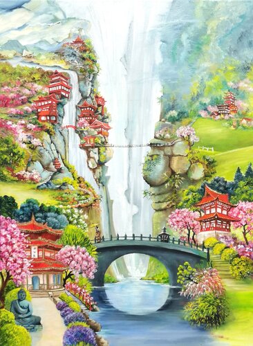 PRINTEMPS EN ASIE de Violette LE GALLOU, Otros medios a la venta en Singulart