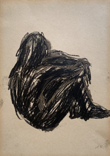 A prehistoric thinker par Yuliia Kaduk, Peinture en vente sur Singulart