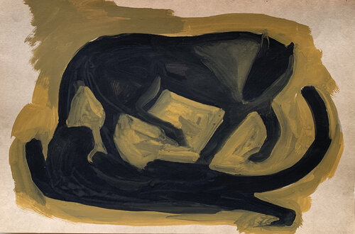 The black horse merges with the black panther von Yuliia Kaduk, Malerei kaufen auf Singulart