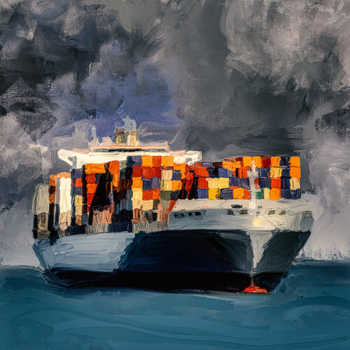 Containerschiff di Holger Mühlbauer-Gardemin, Pittura in vendita su Singulart