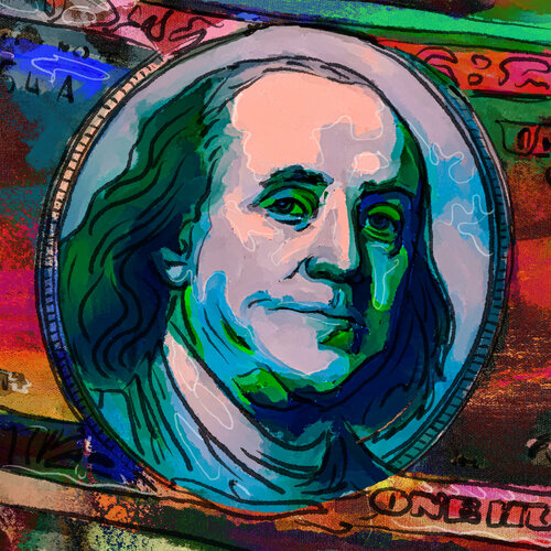 The 100 Dollar Man Benjamin Franklin de Holger Mühlbauer-Gardemin, Otros medios a la venta en Singulart