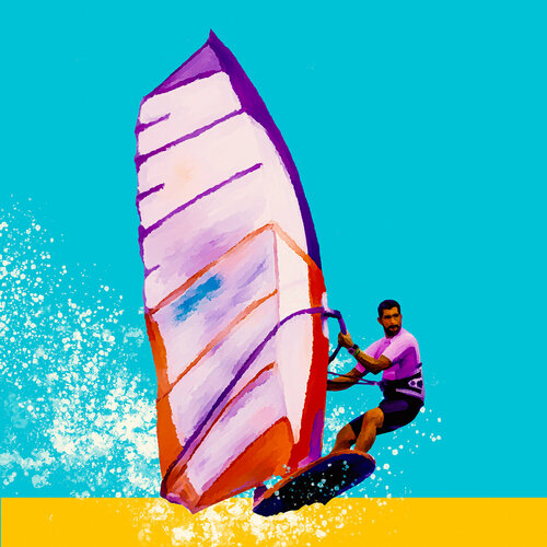 Der Windsurfer di Holger Mühlbauer-Gardemin, Pittura in vendita su Singulart