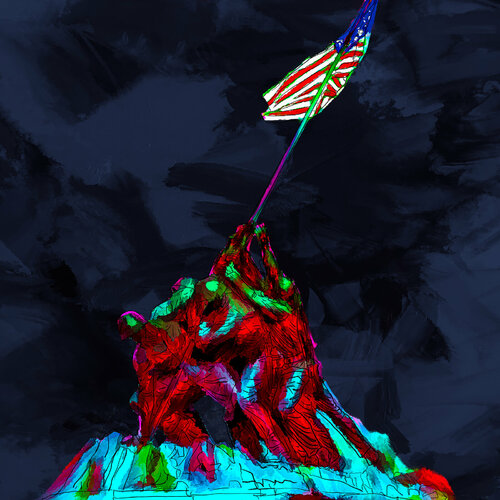 Raising the Flag on Iwo Jima van Holger Mühlbauer-Gardemin, Andere media te koop op Singulart