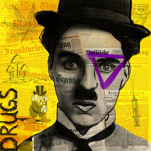 Charlie Chaplin Triangle eye di Holger Mühlbauer-Gardemin, Pittura in vendita su Singulart