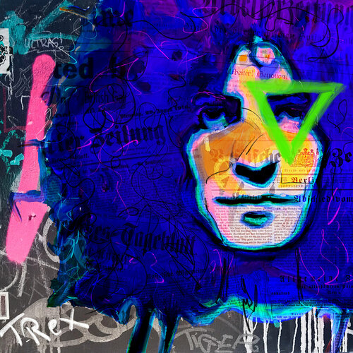 Marc Bolan Triangle eye di Holger Mühlbauer-Gardemin, Pittura in vendita su Singulart
