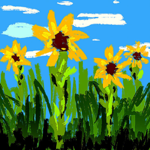 Naive Sonnenblumen di Holger Mühlbauer-Gardemin, Digitale in vendita su Singulart