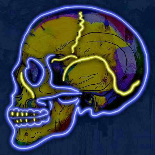 Skull in blue by Holger Mühlbauer-Gardemin, Digital for Sale on Singulart