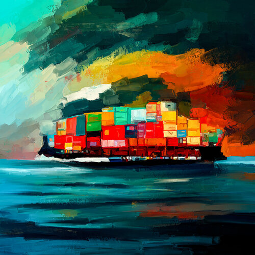 Containerschiff in voller Fahrt di Holger Mühlbauer-Gardemin, Altri media in vendita su Singulart