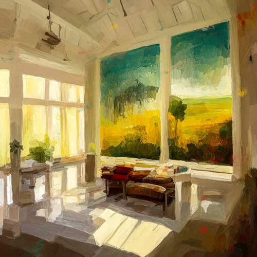 Eine Villa in der Innenansicht II di Holger Mühlbauer-Gardemin, Altri media in vendita su Singulart