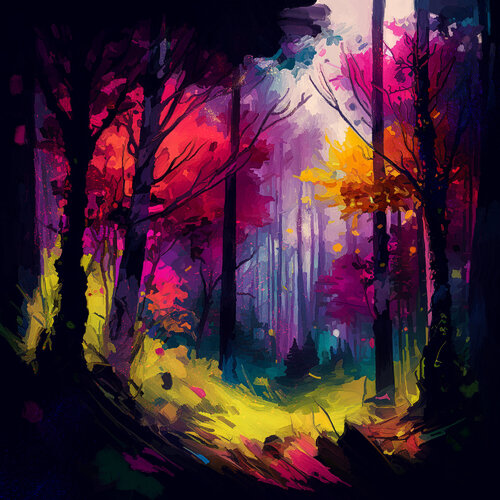 Colorful forest di Holger Mühlbauer-Gardemin, Altri media in vendita su Singulart