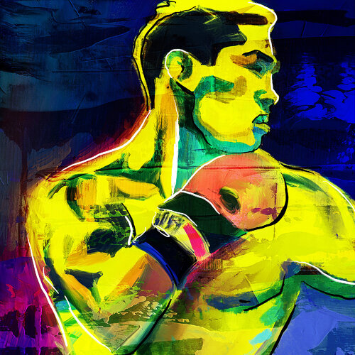 The Yellow Boxer di Holger Mühlbauer-Gardemin, Pittura in vendita su Singulart