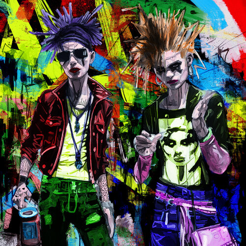 Punkgirls van Holger Mühlbauer-Gardemin, Schilderij te koop op Singulart