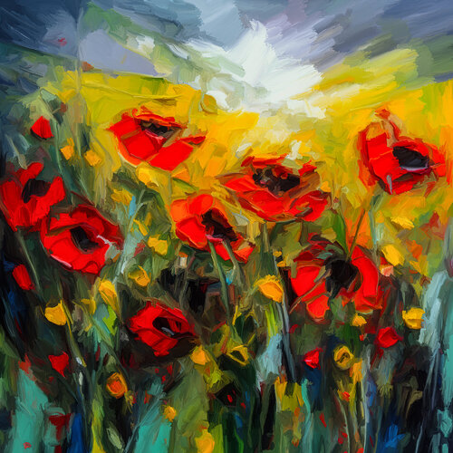 Mohnblumen van Holger Mühlbauer-Gardemin, Schilderij te koop op Singulart