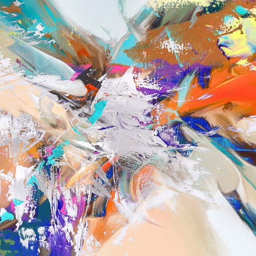Abstrakt in orange, weiß und blau Holger Mühlbauer-Gardemin