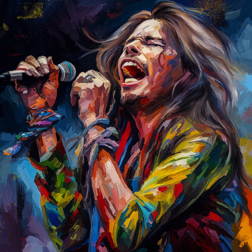 Steven Tyler auf der Bühne by Holger Mühlbauer-Gardemin, Painting for Sale on Singulart