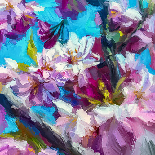 Kirschblüten in weiß und rosa von Holger Mühlbauer-Gardemin, Malerei kaufen auf Singulart