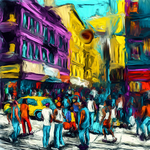 People on the streets di Holger Mühlbauer-Gardemin, Pittura in vendita su Singulart