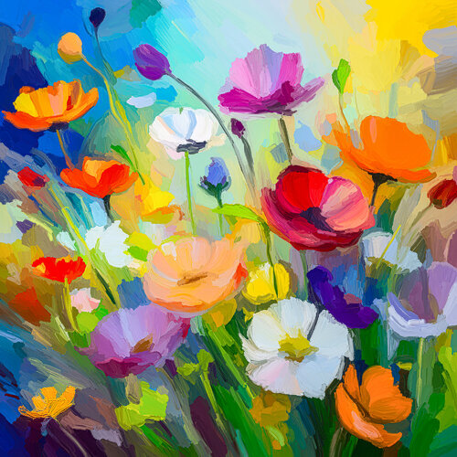 Sommerblumenwiese de Holger Mühlbauer-Gardemin, Pintura a la venta en Singulart