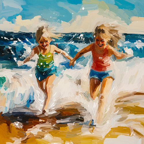 Zwillinge am Meer von Holger Mühlbauer-Gardemin, Malerei kaufen auf Singulart