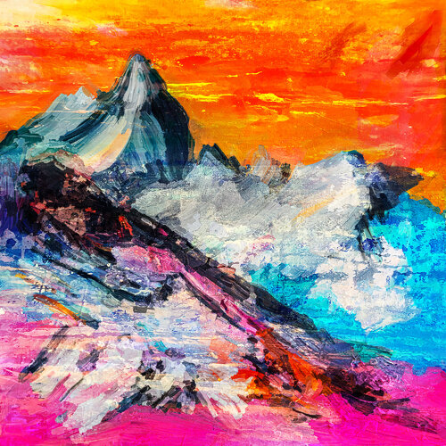 Popart Mountain par Holger Mühlbauer-Gardemin, Peinture en vente sur Singulart