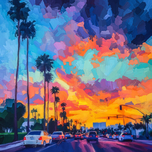 Hollywood Sundown par Holger Mühlbauer-Gardemin, Peinture en vente sur Singulart