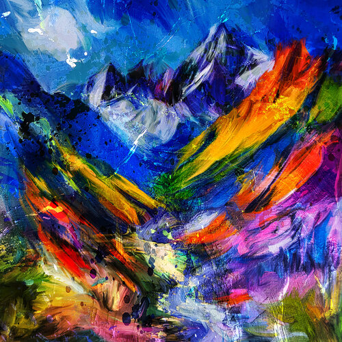 Popart Mountain 1 par Holger Mühlbauer-Gardemin, Peinture en vente sur Singulart