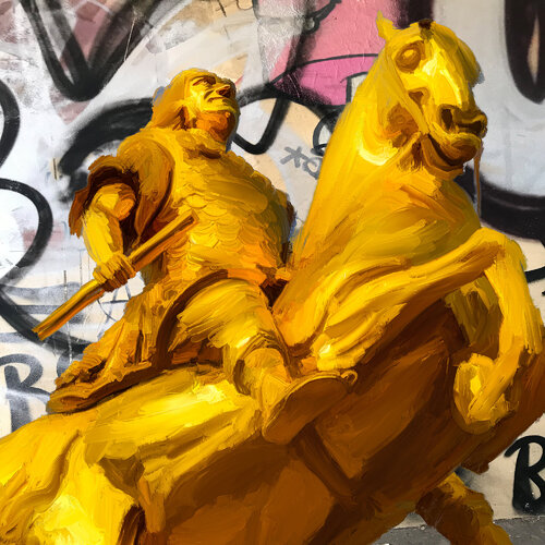 Der goldene Reiter par Holger Mühlbauer-Gardemin, Peinture en vente sur Singulart