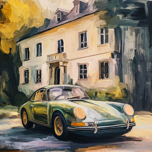 Porsche 911 vor Villa de Holger Mühlbauer-Gardemin, Pintura a la venta en Singulart