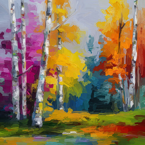 Birkenwald im Herbst by Holger Mühlbauer-Gardemin, 油畫 for Sale on Singulart