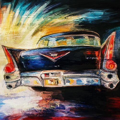 Cadillac Heckflosse II di Holger Mühlbauer-Gardemin, Pittura in vendita su Singulart