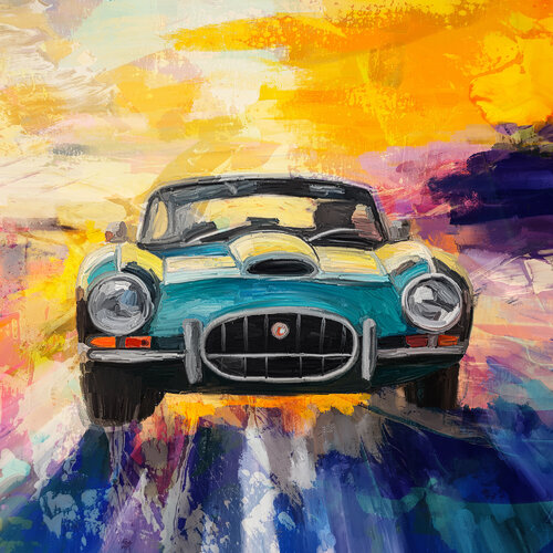 The Blue Jaguar E-Type di Holger Mühlbauer-Gardemin, Pittura in vendita su Singulart