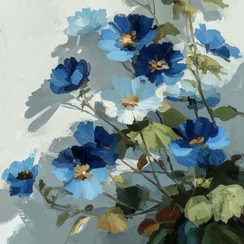 Blue Flowers de Holger Mühlbauer-Gardemin, Pintura a la venta en Singulart