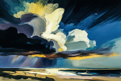 Wolkenhimmel über der Nordsee 4 van Holger Mühlbauer-Gardemin, Schilderij te koop op Singulart