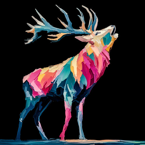 Bunthirsch par Holger Mühlbauer-Gardemin, Peinture en vente sur Singulart