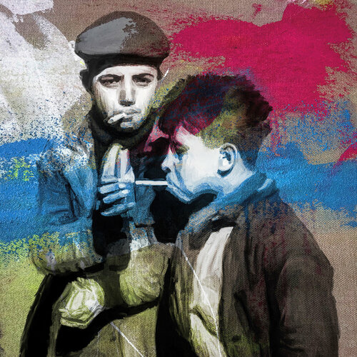 Smoking Kids von Holger Mühlbauer-Gardemin, Druck kaufen auf Singulart