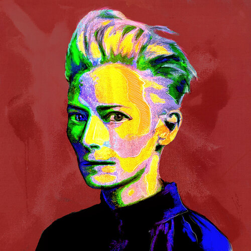 Portraits eines Hollywood Actors „Tilda“ Swinton. di Holger Mühlbauer-Gardemin, Digitale in vendita su Singulart