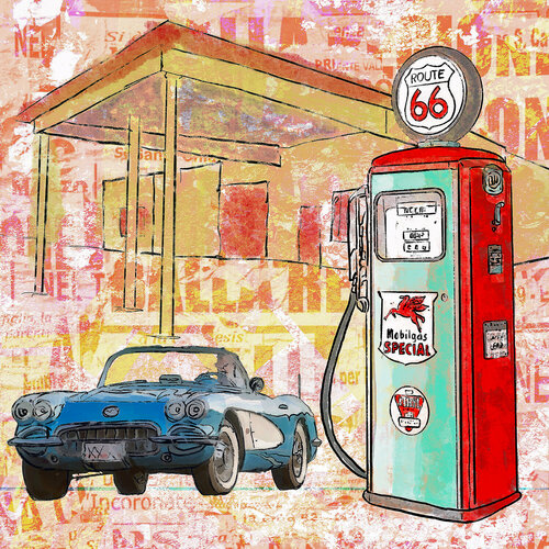 ROUTE 66 par Holger Mühlbauer-Gardemin, Peinture en vente sur Singulart