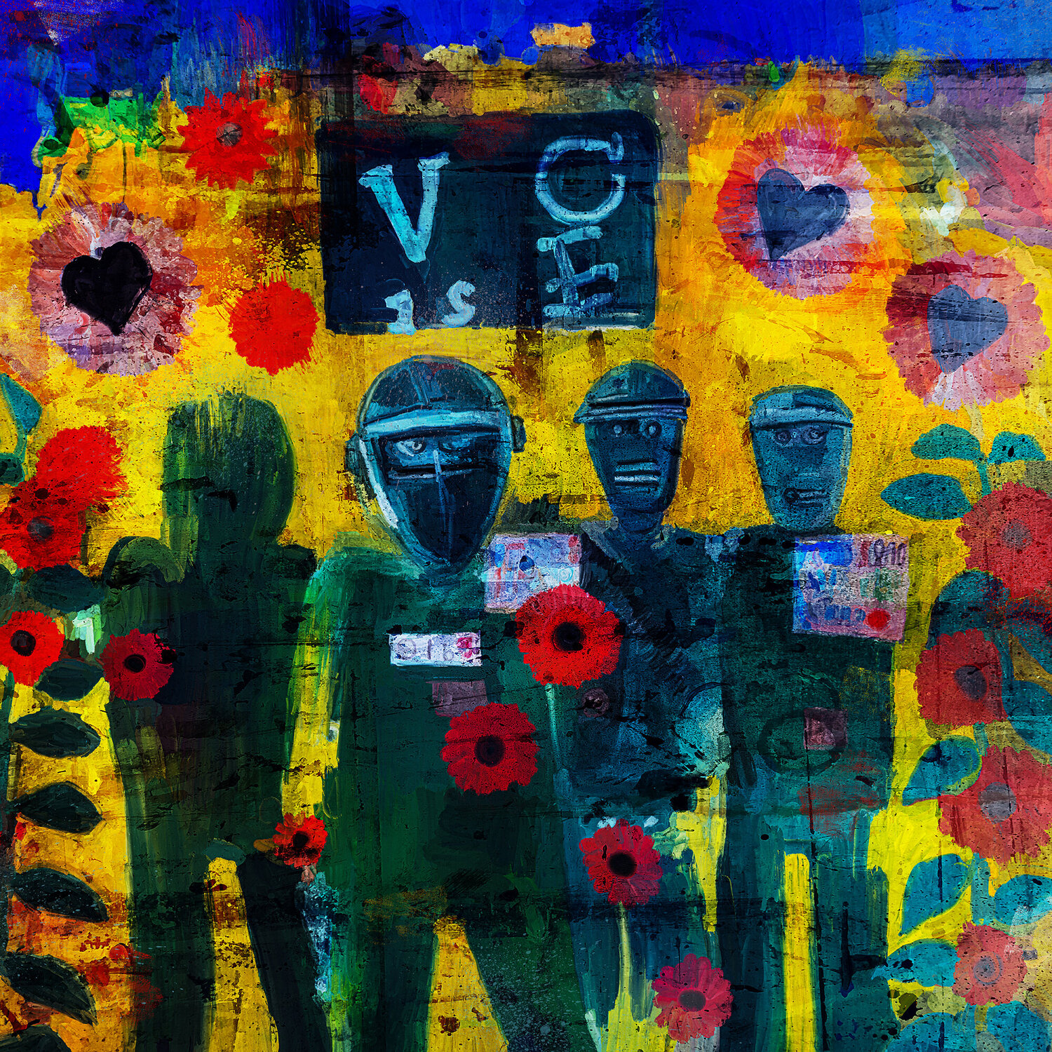Rote Herzblumen mit Soldaten Holger Mühlbauer-Gardemin Digital zu verkaufen