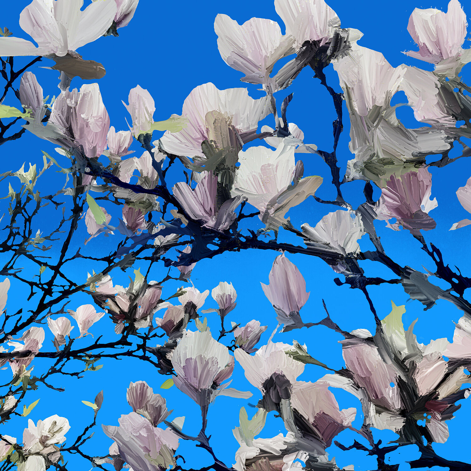 Magnolien in weiß und blau Holger Mühlbauer-Gardemin Originalgemälde zu verkaufen