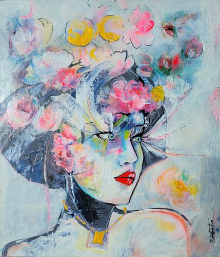 L'Esprit  fleurale par Elisabeth Constantin, Peinture en vente sur Singulart