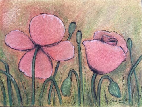 Mohnblüten van Nina Geisler, Werk op papier te koop op Singulart
