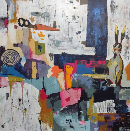 Rabbit and Carrot par Irina Moiseeva, Peinture en vente sur Singulart