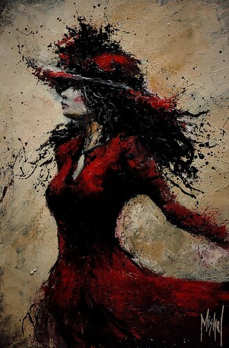 "The Lady in Red " by Mishel Alekyan, Painting for Sale on Singulart