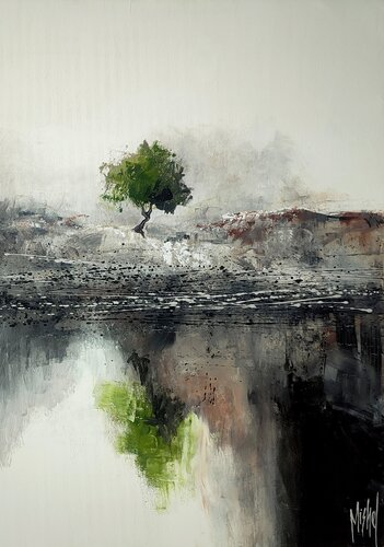 "Green Accent" by Mishel Alekyan, Painting for Sale on Singulart