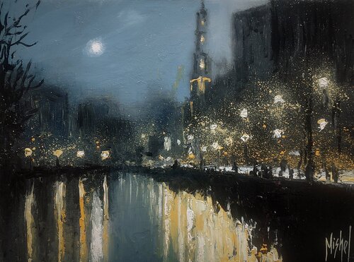 "Luminous Nightscape" by Mishel Alekyan, Painting for Sale on Singulart