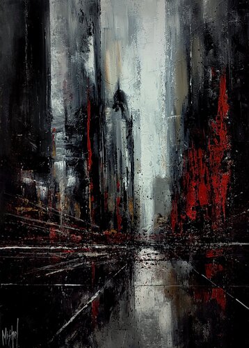 "Red Urban" by Mishel Alekyan, Painting for Sale on Singulart