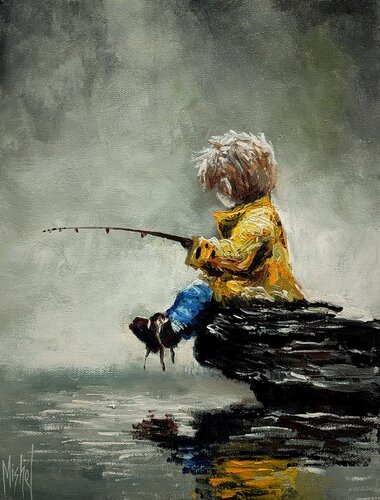 "The Little Fisherman" by Mishel Alekyan, 회화 for Sale on Singulart